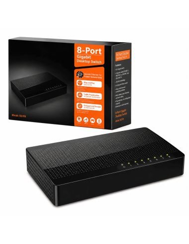 Switch Tenda SG108 8 Puertos Gigabit MAC 8K, referencia SG108, vista en ángulo