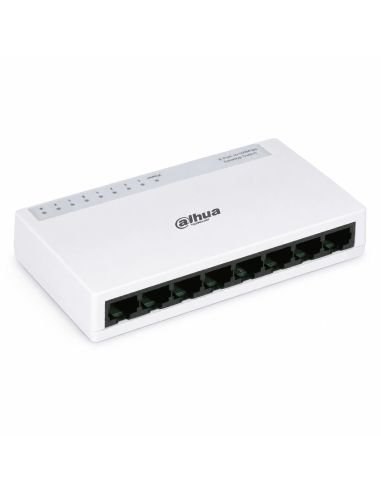 Switch Dahua 8 Puertos Gigabit No Administrable, referencia DH-PFS3008-8GT-L, vista en ángulo
