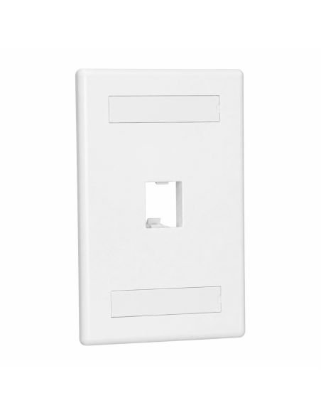 Faceplate Modular 1 Puerto RJ45 para Pared, referencia FACEPLATE1, detalle de conectores y puertos