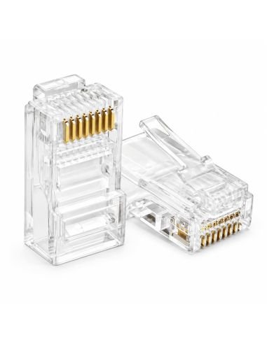 Conector RJ45 Cat 5 Plastico para Cable de Red, referencia RJ45CAT5E, detalle de conectores y puertos