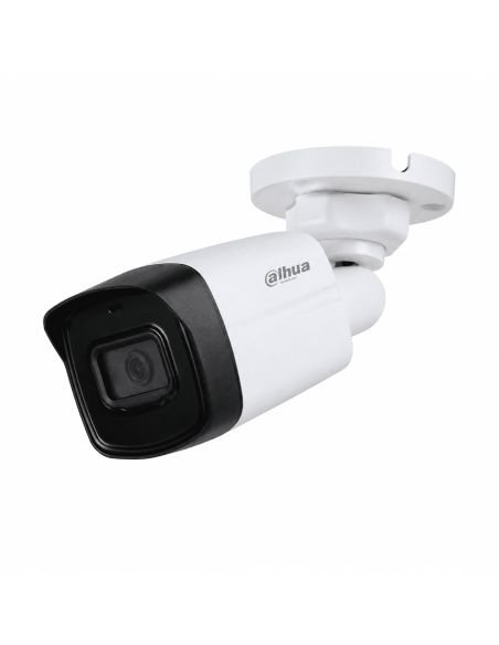 Cámara Dahua 4 en 1 2MP Bala Plástica IR 40m, referencia DH-HAC-HFW1200TLN-0280B-S6, detalle de conectores y puertos