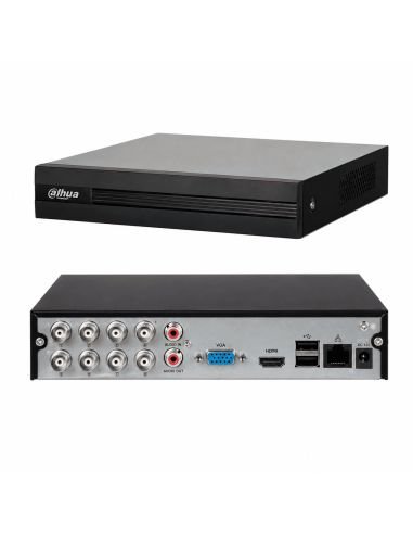 Grabador XVR Dahua 5MP 8 Canales V2 5M-N, referencia DH-XVR1B08H-I-T, detalle de conectores y puertos