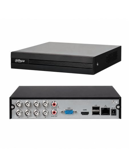 Grabador XVR Dahua 5MP 8 Canales V2 5M-N, referencia DH-XVR1B08H-I-T, detalle de conectores y puertos