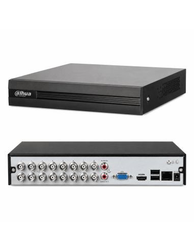 Grabador XVR Dahua 5MP 16CH Cooper AI Audio, referencia DH-XVR5116HS-I3-T, vista en ángulo