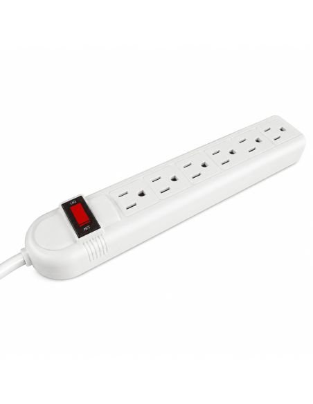 Multitoma Generica 6 Salidas Electricas Tipo NEMA, referencia M6SGEN, detalle de conectores y puertos