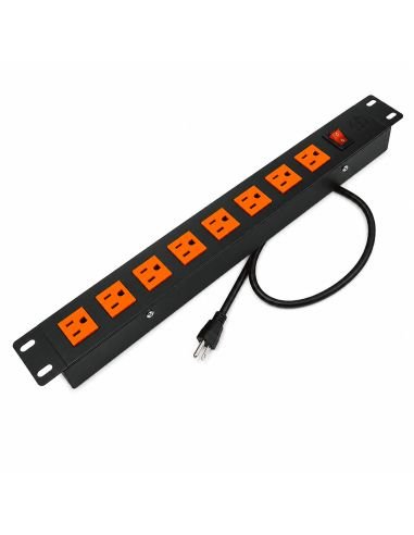 Multitoma Rack 8 Salidas con Switch de Encendido, referencia MULT8SL, vista en ángulo