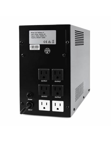 UPS Interactiva SAT UR1000 1000VA 480W Regulación, referencia SAT-UR1000, detalle de conectores y puertos