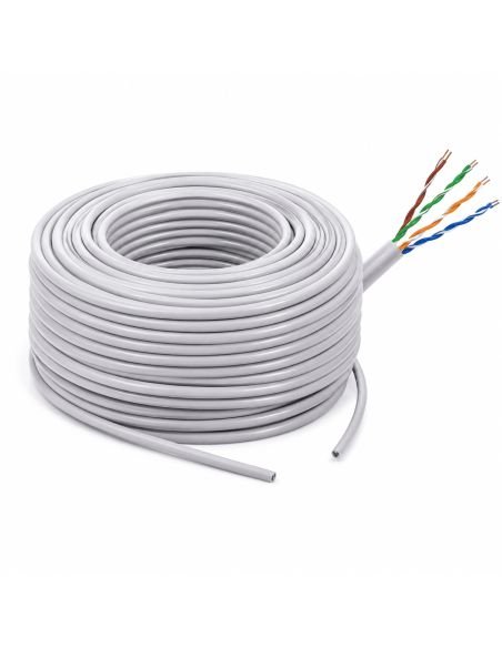Cable UTP Cat 5E Interior Aleación Carrete 100 Metros, referencia 5E-IN-100m, detalle de conectores y puertos