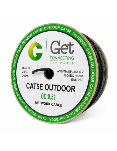 Cable UTP GET Cat 5E Exterior CCA Protección UV 305 m, referencia GET5E-EX-305m, vista frontal