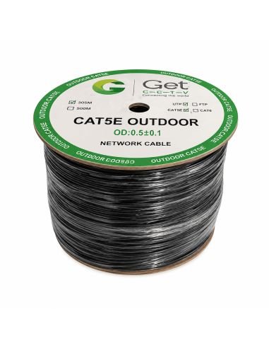 Cable UTP GET Cat 5E Exterior CCA Protección UV 305 m, referencia GET5E-EX-305m, vista en ángulo