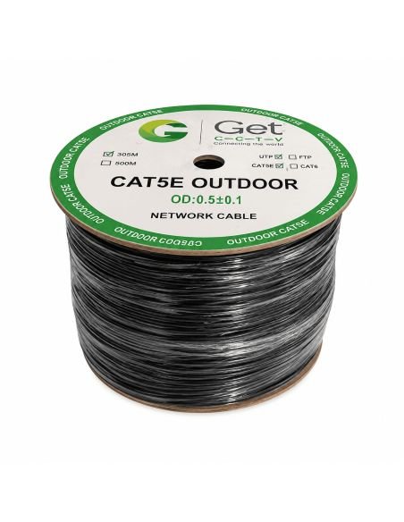 Cable UTP GET Cat 5E Exterior CCA Protección UV 305 m, referencia GET5E-EX-305m, vista en ángulo