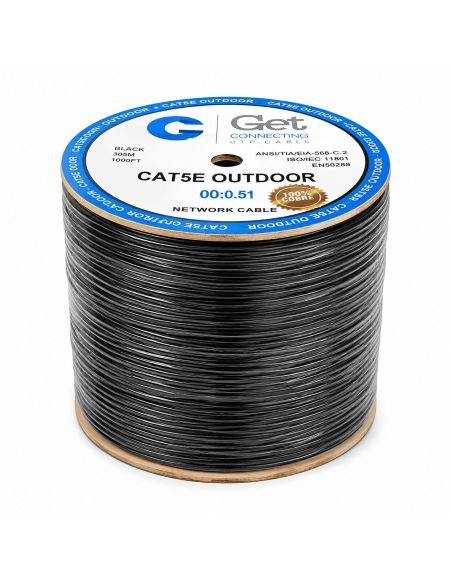 Cable UTP GET Cat 5E Exterior Cobre 23 AWG 305 m, referencia GET5E-EX-COBRE, vista en ángulo