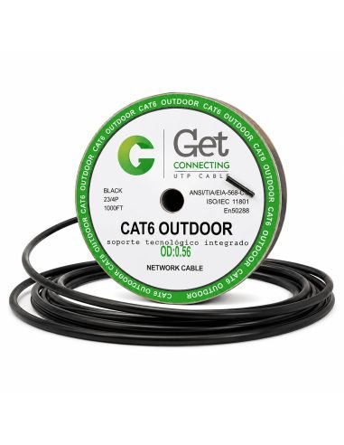 Cable UTP GET Cat 6E Exterior CCA Doble Cubierta, referencia GET6E-EX-305m, vista frontal
