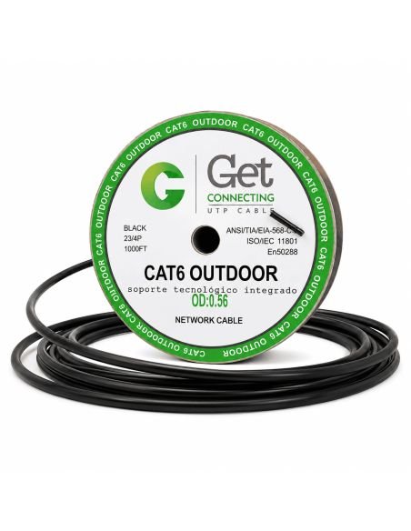 Cable UTP GET Cat 6E Exterior CCA Doble Cubierta, referencia GET6E-EX-305m, vista frontal