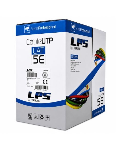Cable UTP Cat 5E Interior 100% Cobre Rollo 100 Metros, referencia LPSUTPCAT5E100BC, detalle de conectores y puertos