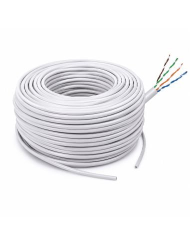 Cable UTP Cat 6E Interior 100% Cobre PoE Rollo 100 m, referencia LPSUTPCAT6100BC, detalle de conectores y puertos