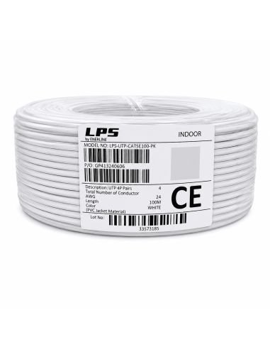 Cable UTP Cat 6E Interior 100% Cobre PoE Rollo 100 m, referencia LPSUTPCAT6100BC, vista en ángulo