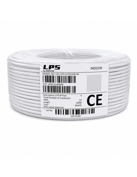 Cable UTP Cat 6E Interior 100% Cobre PoE Rollo 100 m, referencia LPSUTPCAT6100BC, vista en ángulo