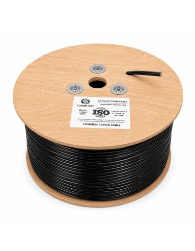 Cable UTP Cat 5 CCA Exterior Doble Chaqueta 305 m, referencia POWERUTPCAT5EXT, vista en ángulo