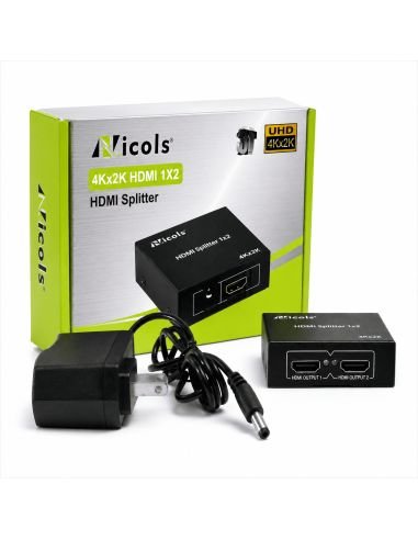 Splitter HDMI 2 Salidas Full HD 1080P Plug and Play, referencia 90010101, vista en ángulo