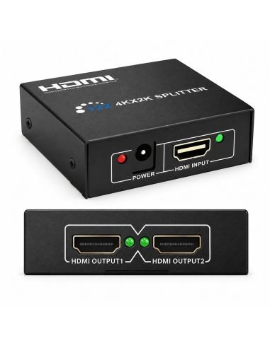 Splitter HDMI 2 Salidas Full HD 1080P Plug and Play, referencia 90010101, vista frontal