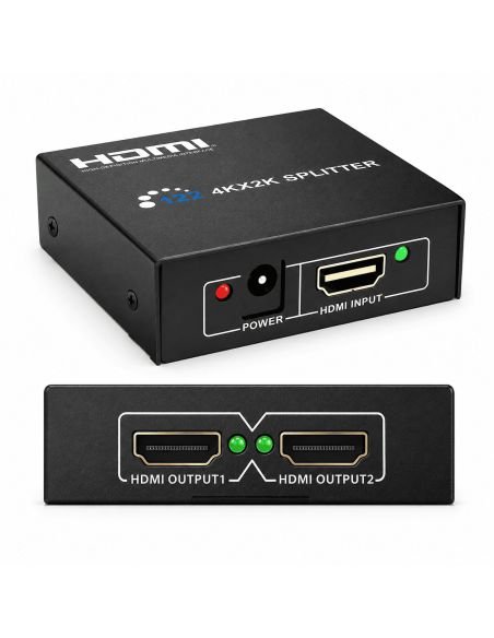 Splitter HDMI 2 Salidas Full HD 1080P Plug and Play, referencia 90010101, vista frontal
