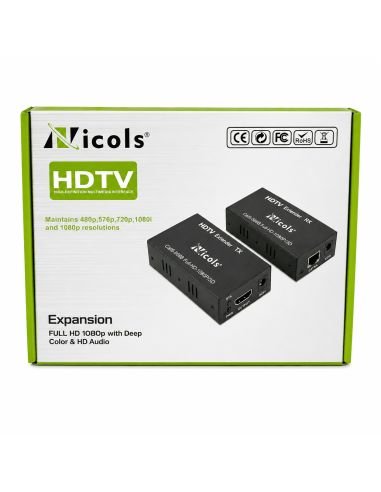 Extender HDMI Activo Full HD a 60 Metros, referencia 90030115, detalle de conectores y puertos