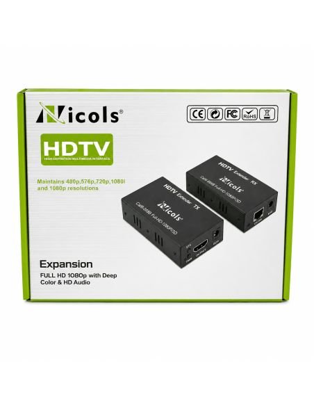 Extender HDMI Activo Full HD a 60 Metros, referencia 90030115, detalle de conectores y puertos