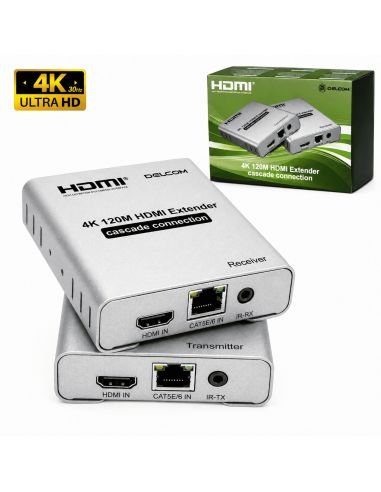 Extender HDMI 4K Ultra HD a 120 Metros Activo, referencia 90030124, detalle de conectores y puertos