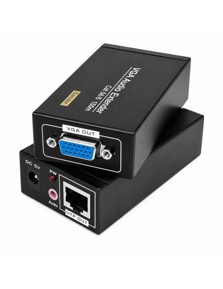 Extensor VGA 100 Metros Largo Alcance por Cable UTP, referencia 90030203, vista en ángulo
