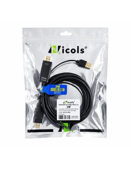 Cable HDMI 4K V2.0 Puro Cobre de 3 m Encauchetado, referencia 300162, vista en ángulo