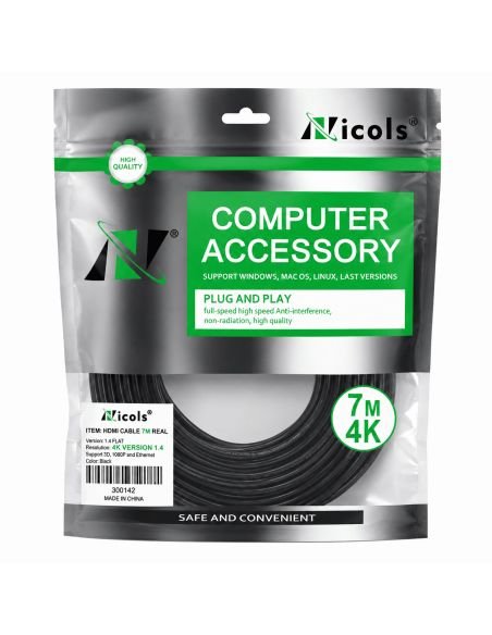 Cable HDMI 4K Encauchetado de 7 m con 2 Filtros, referencia 300164, vista en ángulo