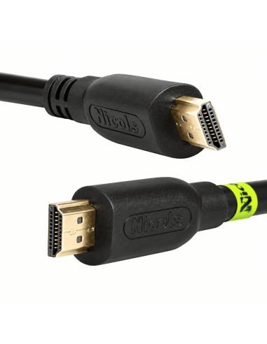 Cable HDMI 4K V2.0 Puro Cobre de 10 m Encauchetado, referencia 300165, detalle de conectores y puertos