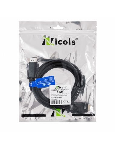 Cable HDMI Encauchetado de 1.5 m para TV DVR y NVR, referencia 300181, detalle de conectores y puertos