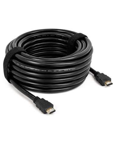 Cable HDMI Encauchetado de 15 m para TV DVR y NVR, referencia 300187, detalle de conectores y puertos