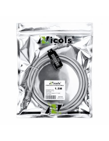 Patch Cord FTP Blindado Cat 6 de 1.5 m RJ45 Metalico, referencia 300703, vista en ángulo