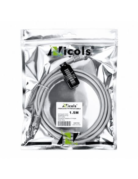 Patch Cord FTP Blindado Cat 6 de 1.5 m RJ45 Metalico, referencia 300703, vista en ángulo
