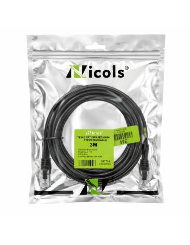Patch Cord FTP Blindado Cat 6 de 3 m RJ45 Metalico, referencia 300704, vista en ángulo
