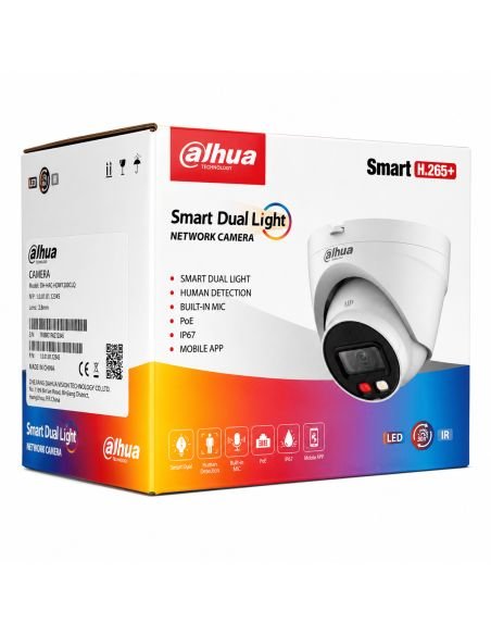 Cámara IP Dahua Domo 4MP Full Color Audio PoE IP67, referencia DH-IPC-HDW1439V-A-IL, detalle de conectores y puertos