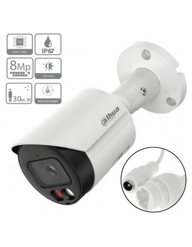 Cámara IP Dahua Bala 8MP Metálica Dual Light SMD+ IP67, referencia DH-IPC-HFW2849SP-S-IL-0280B, vista frontal