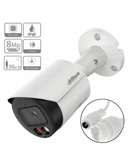 Cámara IP Dahua Bala 8MP Metálica Dual Light SMD+ IP67, referencia DH-IPC-HFW2849SP-S-IL-0280B, vista frontal
