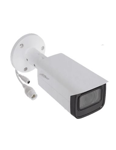 Cámara IP Dahua Bala 4MP Motorizada IR 60m WDR 120dB IVS, referencia DH-IPC-HFW2441TP-ZS, vista en ángulo