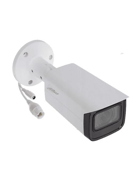 Cámara IP Dahua Bala 4MP Motorizada IR 60m WDR 120dB IVS, referencia DH-IPC-HFW2441TP-ZS, vista en ángulo