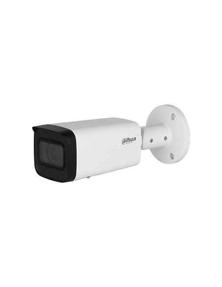Cámara IP Dahua Bala 4MP Motorizada IR 60m WDR 120dB IVS, referencia DH-IPC-HFW2441TP-ZS, detalle de conectores y puertos