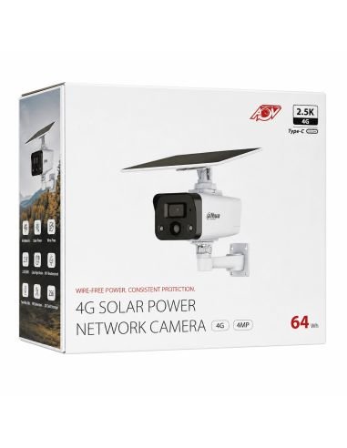 Cámara IP Dahua Bala 4MP 4G Solar Batería 20000mAh, ref DH-IPC-HFW2441DGP-4G-SP-LA-B-0360B, detalle de conectores y puertos