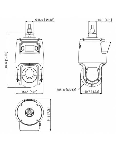 Cámara IP Dual 180 8MP + PTZ 4MP 25X Dahua, referencia DH-SDT4E425-8P-GB-APV1-0280-S2, contenido del empaque