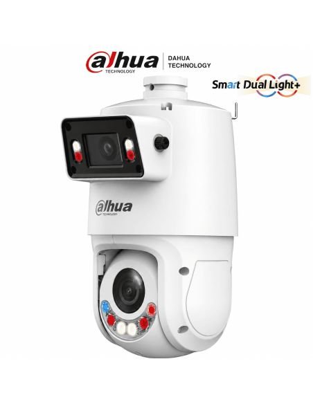 Cámara IP Dual 180 8MP + PTZ 4MP 25X Dahua, referencia DH-SDT4E425-8P-GB-APV1-0280-S2, vista en ángulo
