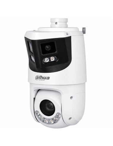 Cámara IP Dual 180 8MP + PTZ 4MP 25X Dahua, referencia DH-SDT4E425-8P-GB-APV1-0280-S2, detalle de conectores y puertos