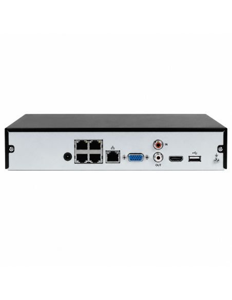 NVR IP 4 Canales PoE H.265+ 4 Puertos 36W Dahua, referencia DHI-NVR1104HS-P-S3H-V2, vista en ángulo