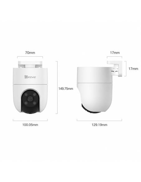 Cámara EZVIZ H8C 4MP Exterior, referencia CS-H8c-R100-1J4WKFL, vista en ángulo